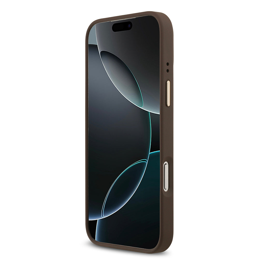 Apple iPhone 17 Pro Max Kılıf Guess Orjinal Lisanslı M-safe Şarj Özellikli Gold Metal Kamera Çerçeveli Taşlı 4G Logolu Kapak Siyah