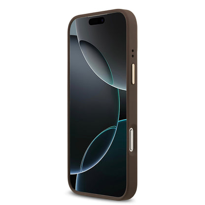 Apple iPhone 17 Pro Max Kılıf Guess Orjinal Lisanslı M-safe Şarj Özellikli Gold Metal Kamera Çerçeveli Taşlı 4G Logolu Kapak Siyah