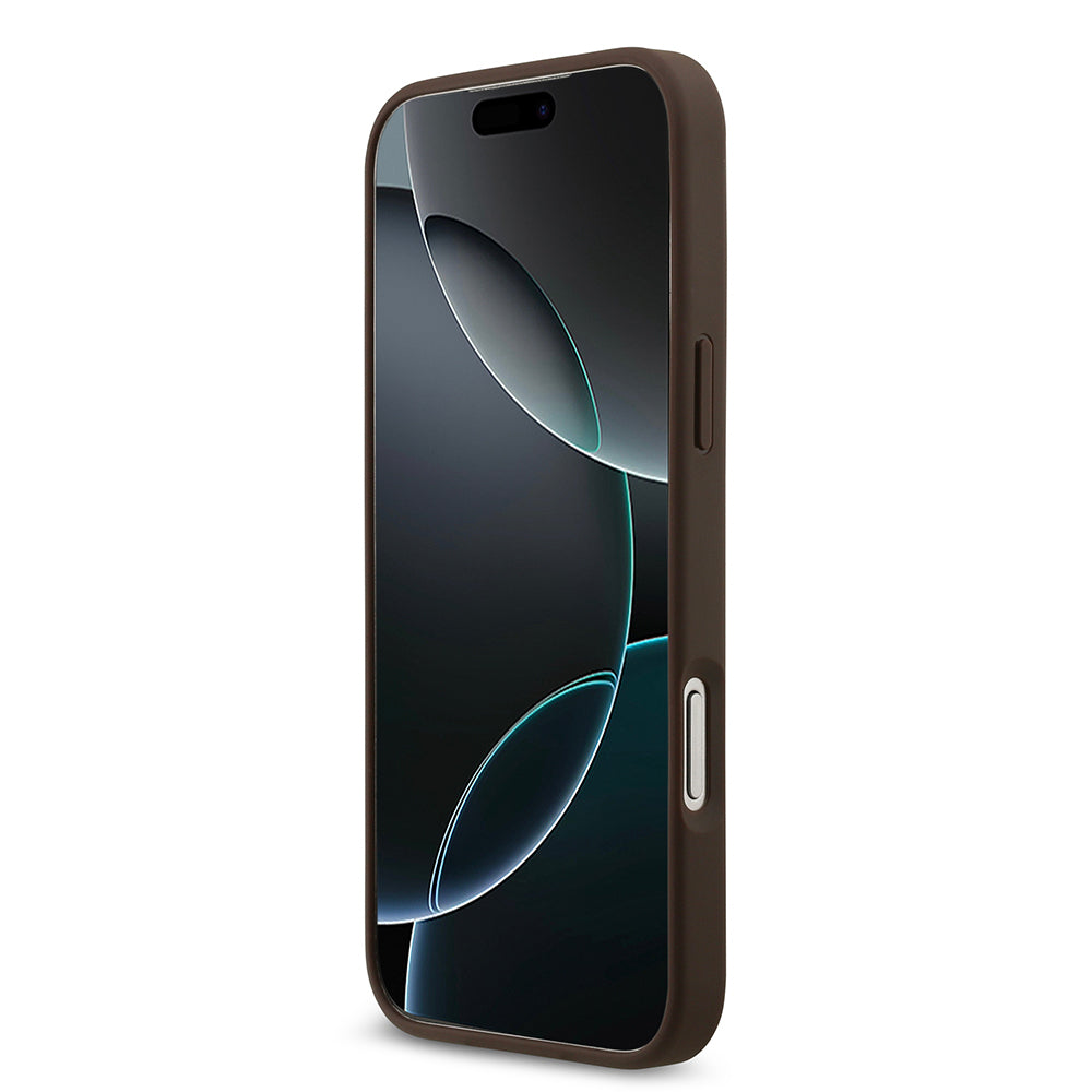 Apple iPhone 17 Pro Max Kılıf Guess Orjinal Lisanslı M-safe Şarj Özellikli Yazı Logolu Circle Classic Kapak Siyah