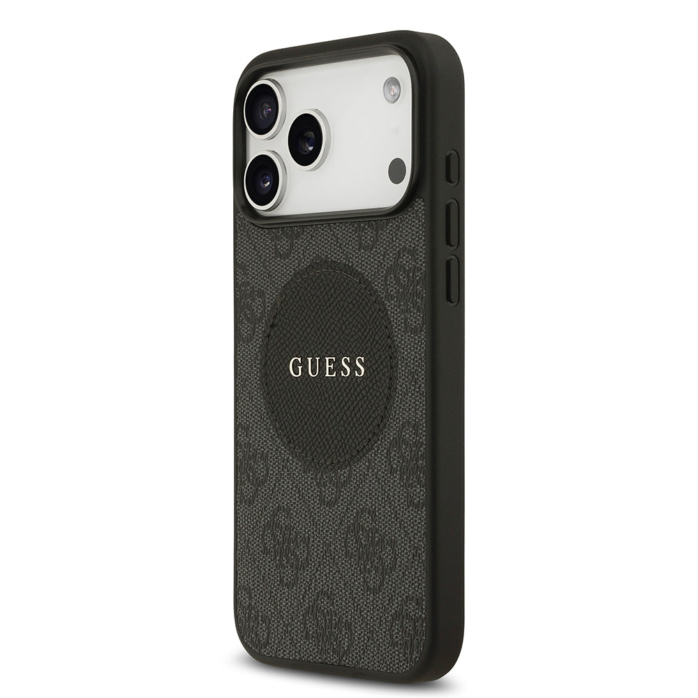Apple iPhone 17 Pro Max Kılıf Guess Orjinal Lisanslı M-safe Şarj Özellikli Yazı Logolu Circle Classic Kapak Pembe