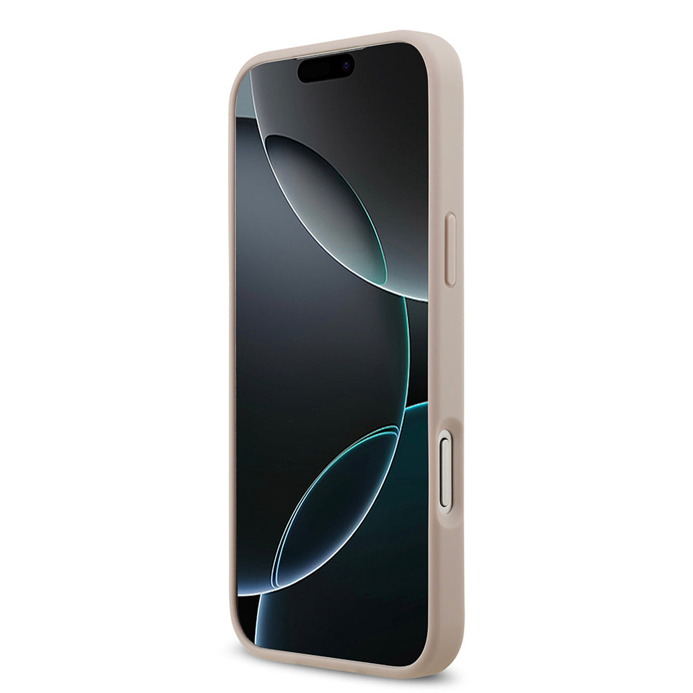 Apple iPhone 17 Pro Max Kılıf Guess Orjinal Lisanslı M-safe Şarj Özellikli Yazı Logolu Circle Classic Kapak Pembe