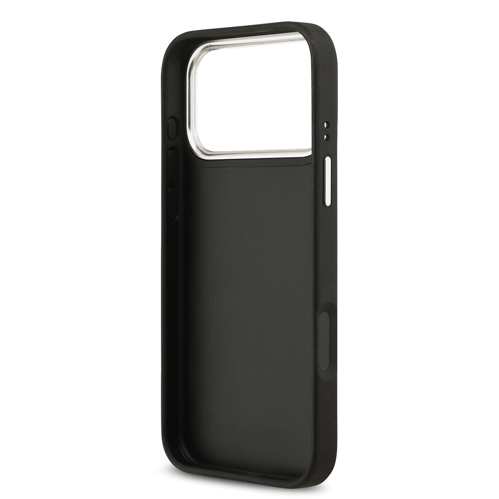Apple iPhone 17 Pro Max Case Guess Original Licensed Metal Camera Frame Metal Large 4G and Text Logo PU Leather Cover Black
