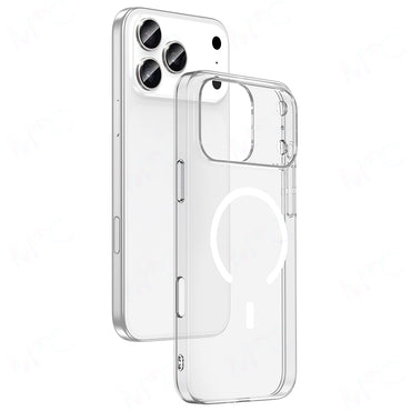 Apple iPhone 17 Pro Max Kılıf IC Çipli M-Safe Şarj Özellikli Şeffaf Kamera Çerçeveli Zore Toledo Kapak