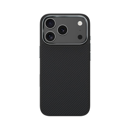Apple iPhone 17 Pro Max Kılıf Karbon Fiber M-safe Şarj Özellikli Benks Hybrid ArmorPro 600D Kevlar Kapak Siyah