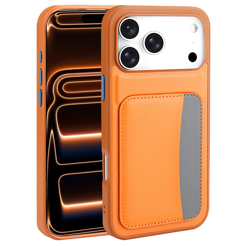 Apple iPhone 17 Pro Max Kılıf Kartlıklı Zore X-Kart Silikon Kapak Turuncu