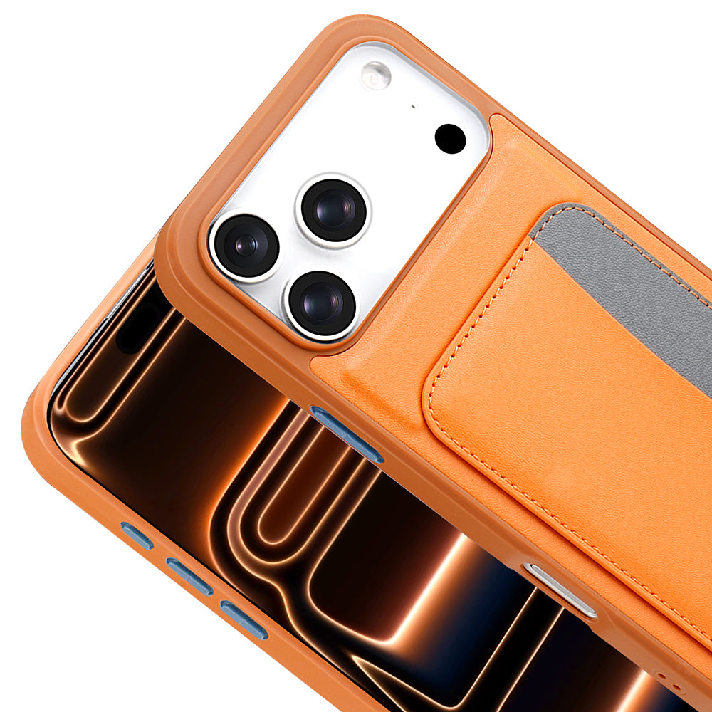 Apple iPhone 17 Pro Max Kılıf Kartlıklı Zore X-Kart Silikon Kapak Kahverengi