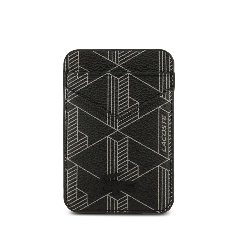 Apple iPhone 17 Pro Max Kılıf Lacoste Orjinal Lisanslı M-safe Şarj Özellikli PU Deri Tasarımlı Kartlıklı Karışık Monogram Desenli Kapak Yeşil