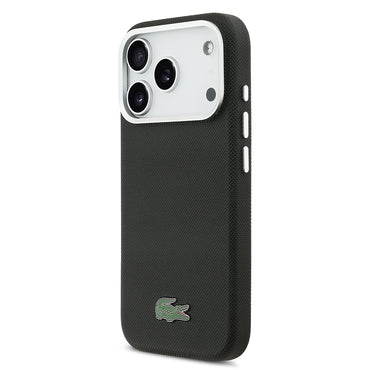 Apple iPhone 17 Pro Max Kılıf Lacoste Orjinal Lisanslı M-Safe Şarj Özellikli PVC Pike Desenli Arka Yüzey İkonik Timsah Dokuma Logolu Kapak