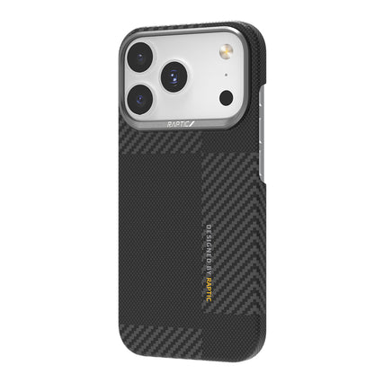 Apple iPhone 17 Pro Max Kılıf M-safe Şarj Özellikli 600D Metal Kamera Çerçeveli Raptic Aramid Fiber Geotik Serisi Kapak Siyah