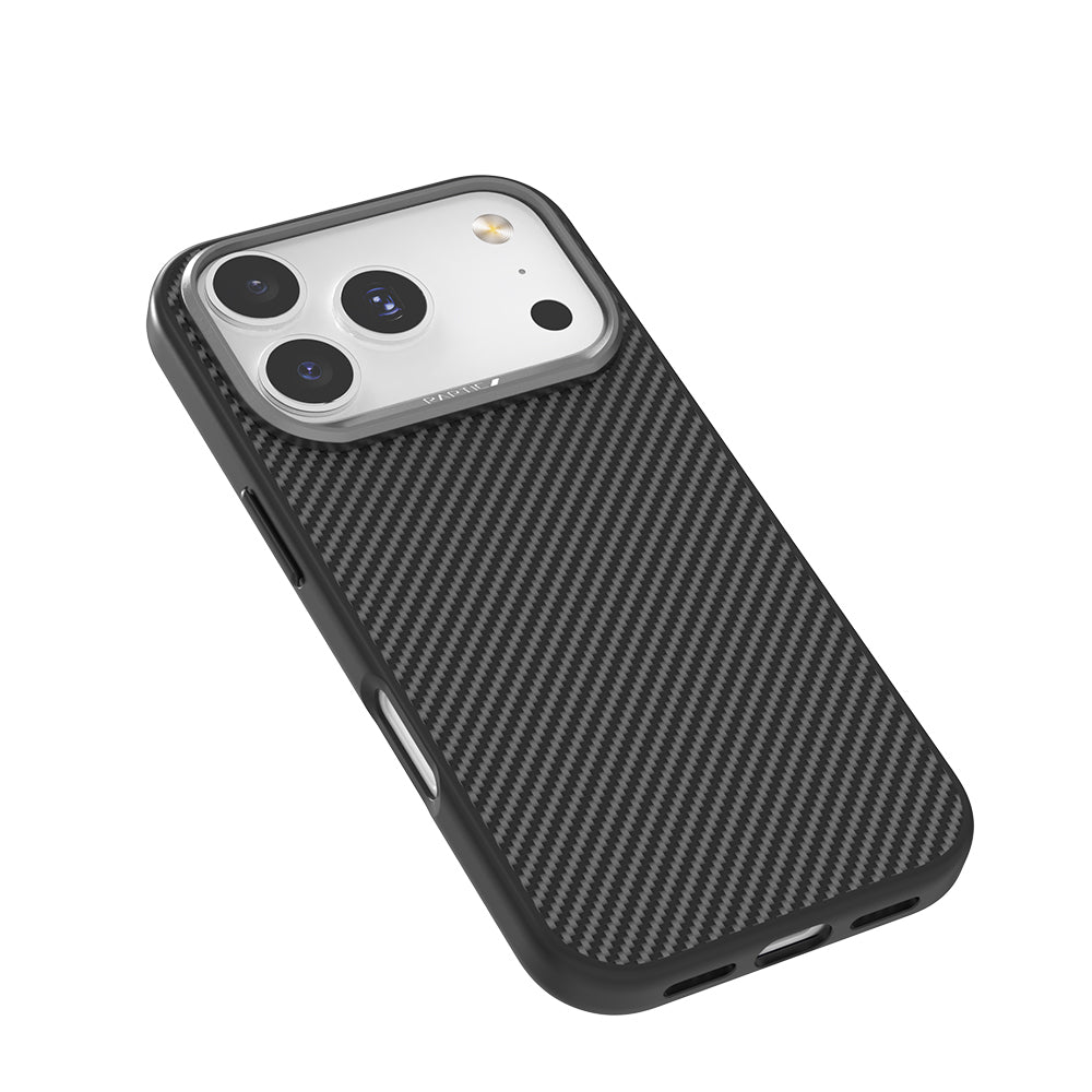 Apple iPhone 17 Pro Max Kılıf M-safe Şarj Özellikli 600D Metal Kamera Çerçeveli Raptic Aramid Fiber Serisi Kapak Siyah