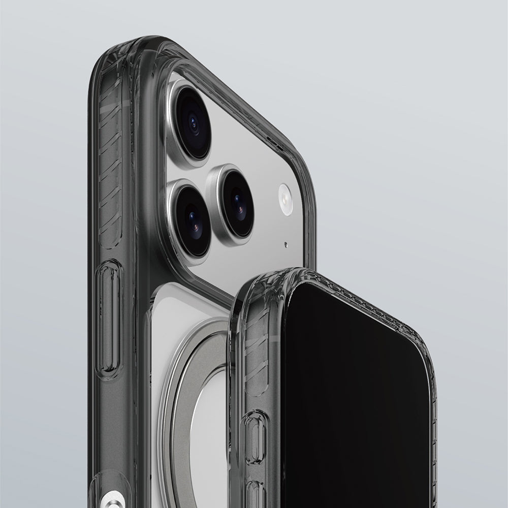 Apple iPhone 17 Pro Max Kılıf M-Safe Şarj Özellikli Airbag Tasarımlı Standlı AmazingThing Titan Pro MagSpin Kapak Mavi