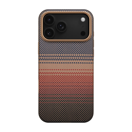 Apple iPhone 17 Pro Max Case M-Safe Charging Feature Aramid Fiber Pitaka Military-Grade Sunset-Moonrise Series Cover Brown 