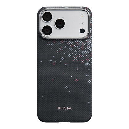 Apple iPhone 17 Pro Max Kılıf M-safe Şarj Özellikli Aramid Karbon Fiber Pitaka Sakura Hours Serisi Kapak