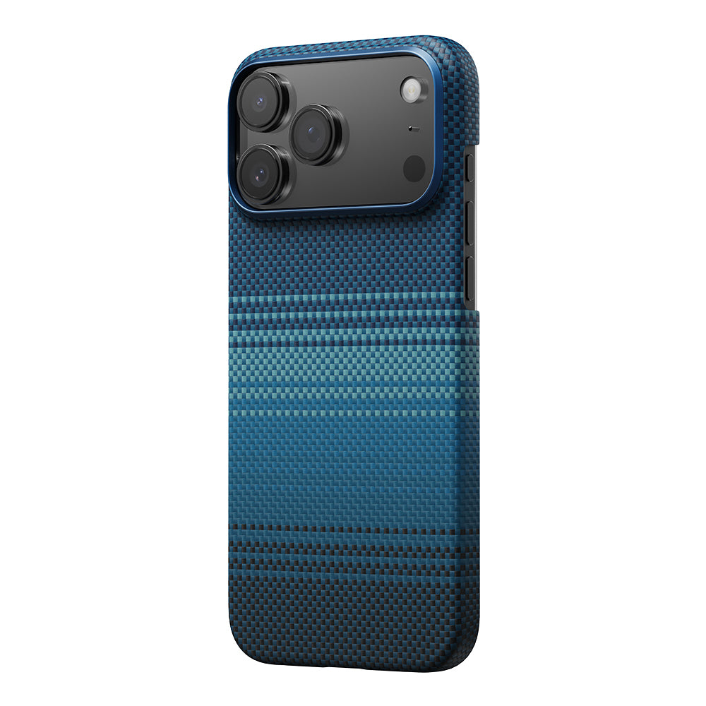 Apple iPhone 17 Pro Max Kılıf M-safe Şarj Özellikli Aramid Fiber Pitaka Tactile Woven Sunset-Moonrise Serisi Sunset Kapak Kahverengi