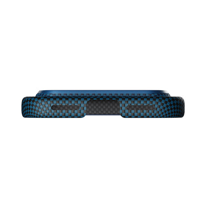 Apple iPhone 17 Pro Max Kılıf M-safe Şarj Özellikli Aramid Fiber Pitaka Tactile Woven Sunset-Moonrise Serisi Sunset Kapak Mavi