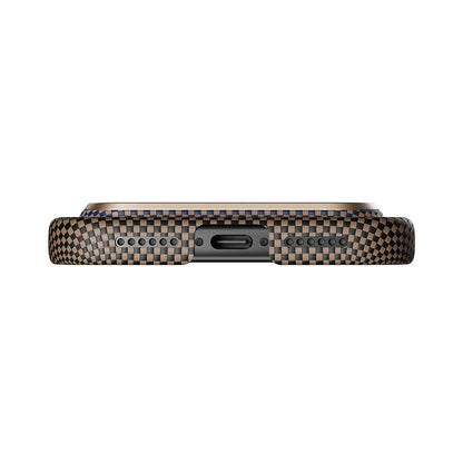 Apple iPhone 17 Pro Max Kılıf M-safe Şarj Özellikli Aramid Fiber Pitaka Tactile Woven Sunset-Moonrise Serisi Sunset Kapak Mavi