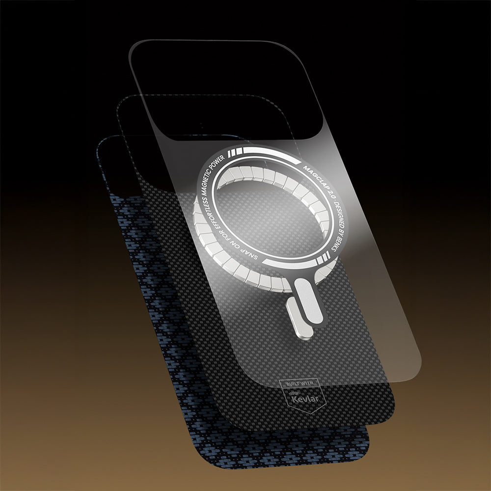 Apple iPhone 17 Pro Max Kılıf M-Safe Şarj Özellikli Benks ArmorAir ArmorGrid Serisi Kevlar Kapak Mavi