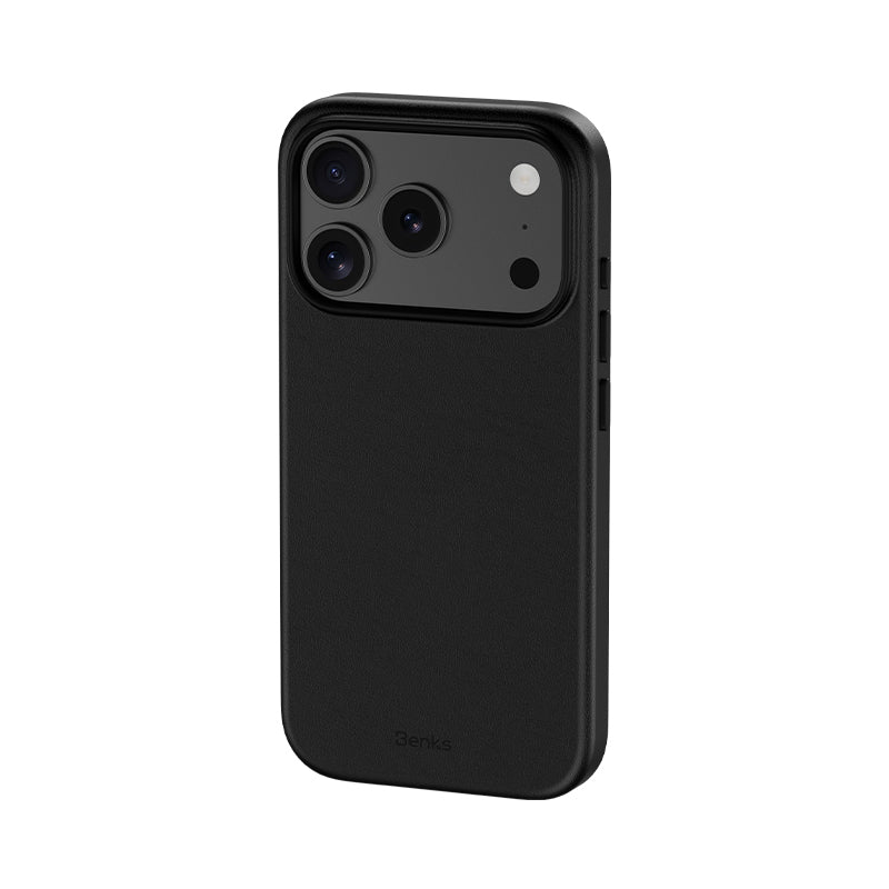 Apple iPhone 17 Pro Max Kılıf M-safe Şarj Özellikli Çizilmeye Dayanıklı Benks VitaPro Serisi PU Deri Kapak Siyah