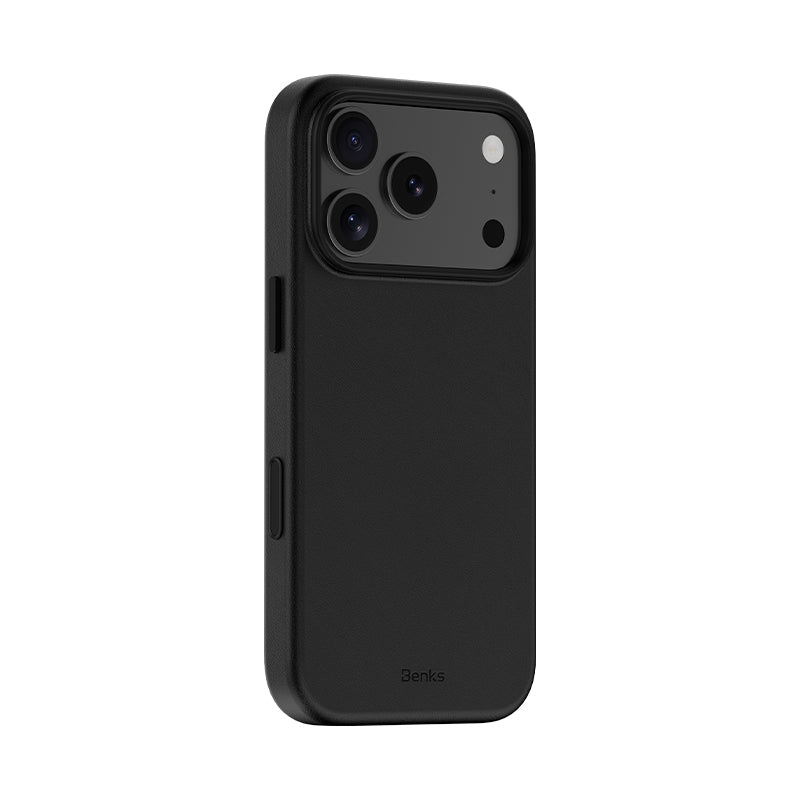 Apple iPhone 17 Pro Max Kılıf M-safe Şarj Özellikli Çizilmeye Dayanıklı Benks VitaPro Serisi PU Deri Kapak Siyah