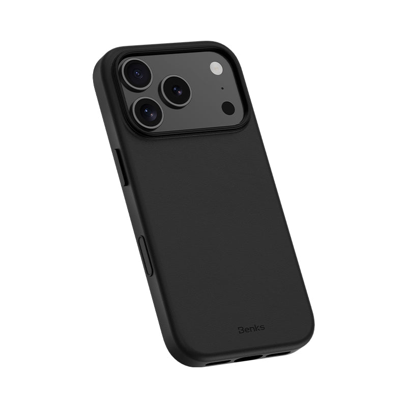 Apple iPhone 17 Pro Max Kılıf M-safe Şarj Özellikli Çizilmeye Dayanıklı Benks VitaPro Serisi PU Deri Kapak Siyah