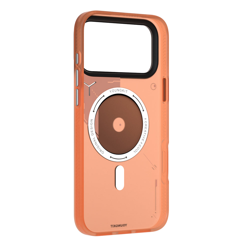 Apple iPhone 17 Pro Max Kılıf M-safe Şarj Özellikli Disk Desenli Youngkit Disc Battle Kapak Siyah