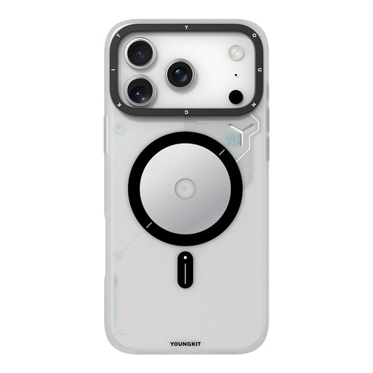Apple iPhone 17 Pro Max Case M-safe Charging Feature Disc Pattern Youngkit Disc Battle Cover Gray 