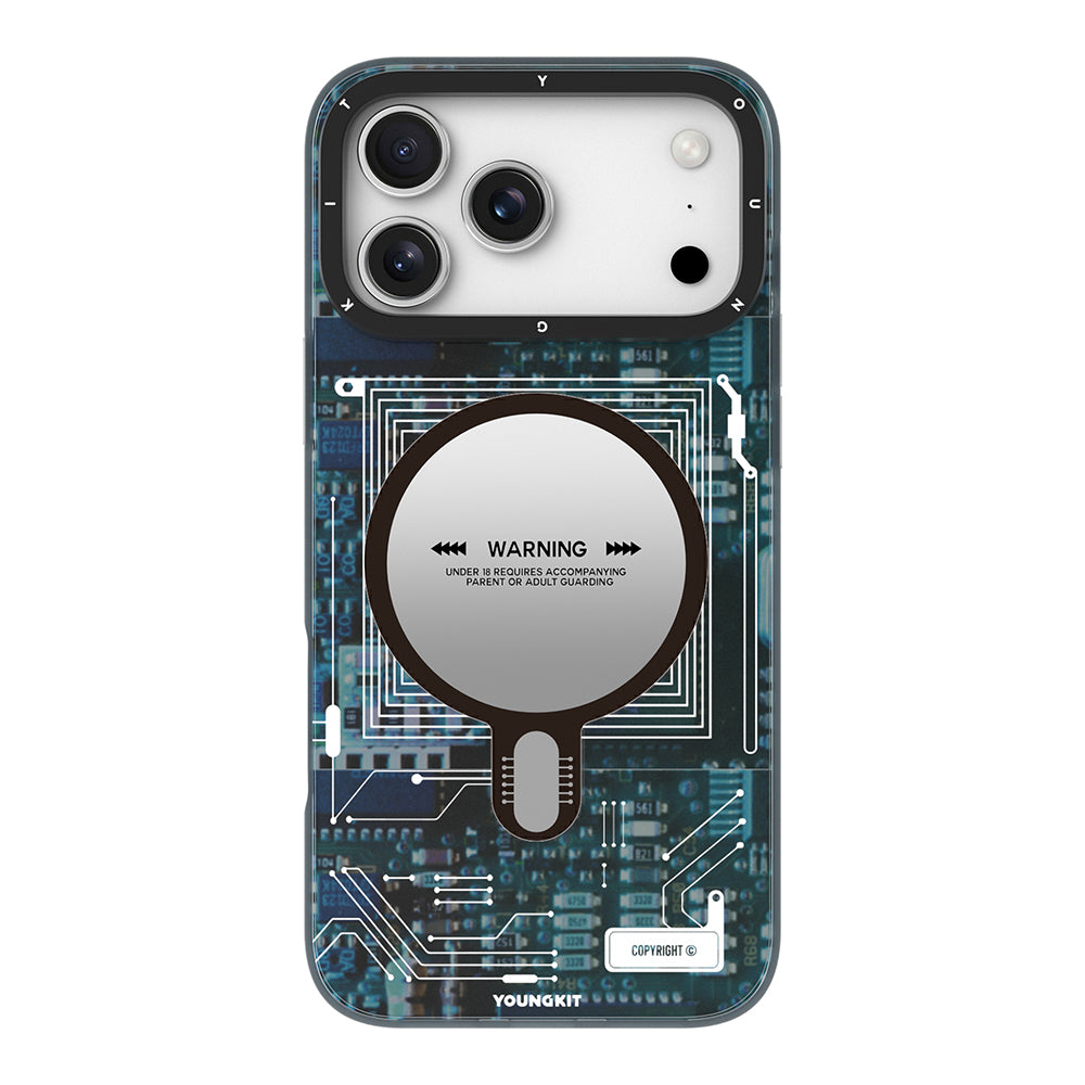 Apple iPhone 17 Pro Max Kılıf M-safe Şarj Özellikli Kamera Denetim Butonlu Youngkit Technology Serisi Kapak Mavi