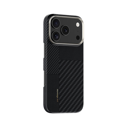 Apple iPhone 17 Pro Max Kılıf M-safe Şarj Özellikli Karbon Fiber Benks Montage ArmorAir Kevlar Kapak Siyah