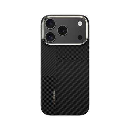 Apple iPhone 17 Pro Max Kılıf M-safe Şarj Özellikli Karbon Fiber Benks Montage ArmorAir Kevlar Kapak Siyah