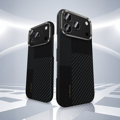 Apple iPhone 17 Pro Max Kılıf M-safe Şarj Özellikli Karbon Fiber Benks Montage ArmorAir Kevlar Kapak Siyah
