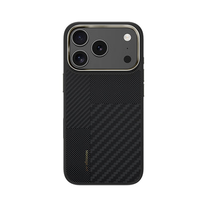 Apple iPhone 17 Pro Max Kılıf M-safe Şarj Özellikli Karbon Fiber Benks Montage Hybrid ArmorPro Kevlar Kapak Siyah