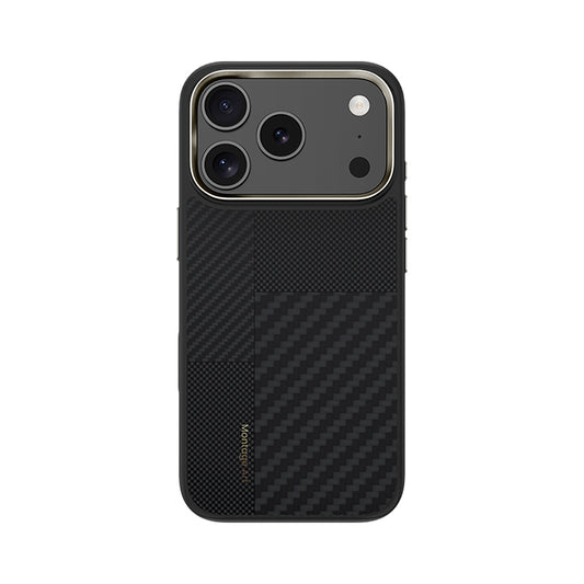 Apple iPhone 17 Pro Max Kılıf M-safe Şarj Özellikli Karbon Fiber Benks Montage Hybrid ArmorPro Kevlar Kapak Siyah