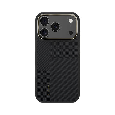 Apple iPhone 17 Pro Max Kılıf M-safe Şarj Özellikli Karbon Fiber Benks Montage Hybrid ArmorPro Kevlar Kapak Siyah