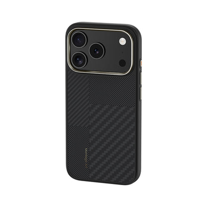 Apple iPhone 17 Pro Max Kılıf M-safe Şarj Özellikli Karbon Fiber Benks Montage Hybrid ArmorPro Kevlar Kapak Siyah