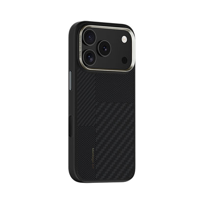 Apple iPhone 17 Pro Max Kılıf M-safe Şarj Özellikli Karbon Fiber Benks Montage Hybrid ArmorPro Kevlar Kapak Siyah