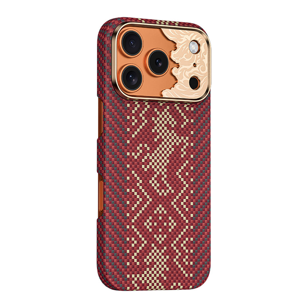 Apple iPhone 17 Pro Max Kılıf M-safe Şarj Özellikli Karbon Fiber Tasarımlı Benks Knight ArmorAir Kevlar Kapak