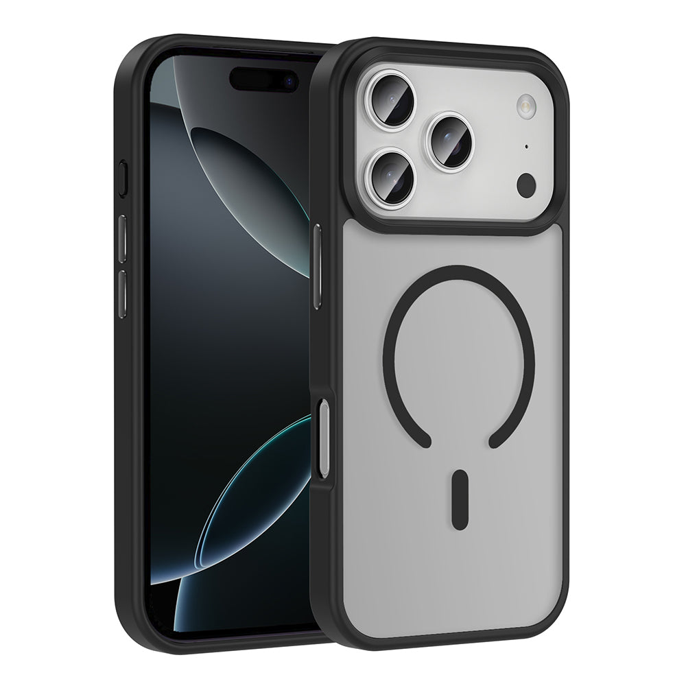 Apple iPhone 17 Pro Max Case M-safe Charging Feature Matte Back Surface Zore Sio Cover Black 