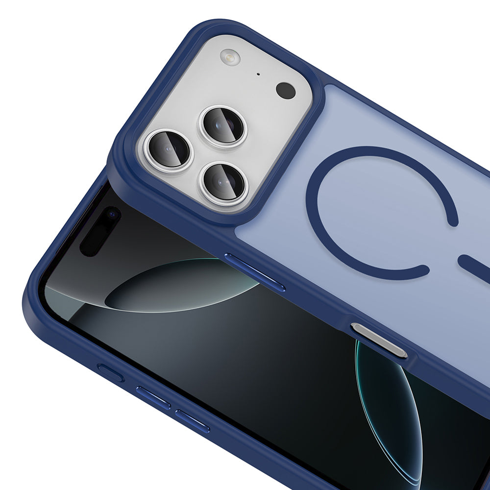 Apple iPhone 17 Pro Max Case M-safe Charging Feature Matte Back Surface Zore Sio Cover Navy Blue 