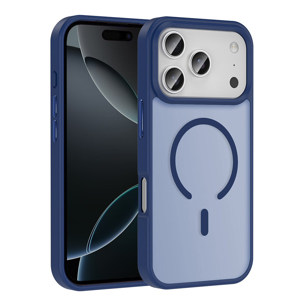 Apple iPhone 17 Pro Max Case M-safe Charging Feature Matte Back Surface Zore Sio Cover Navy Blue 