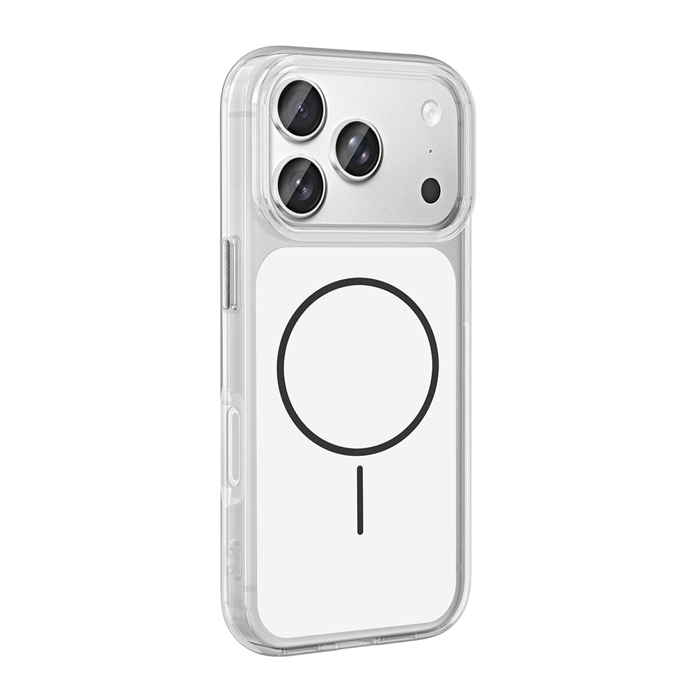 Apple iPhone 17 Pro Max Kılıf M-Safe Şarj Özellikli Metal Buton Tasarımlı Zore İkonik Sert Silikon Kapak Gri