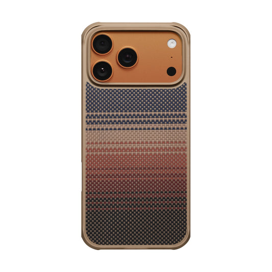 Apple iPhone 17 Pro Max Case M-safe Charging Feature Pitaka Tactile Woven Sunset-Moonrise Aramid Pro Guard Series Cover Brown 