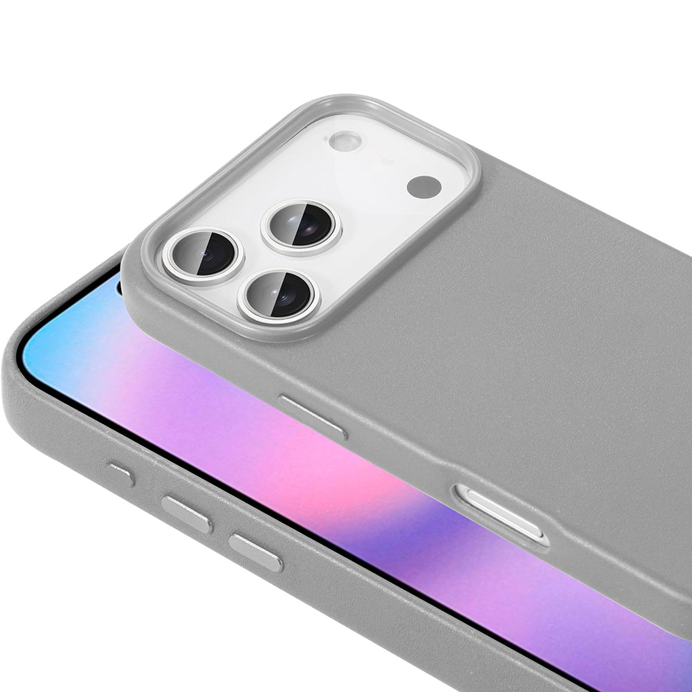 Apple iPhone 17 Pro Max Case M-safe Charging Feature PU Leather Look Zore Cupra Cover Gray