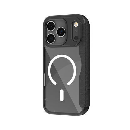 Apple iPhone 17 Pro Max Kılıf M-Safe Şarj Özellikli Raptic Air Folio Şeffaf Kartlıklı Kapaklı Kılıf Siyah