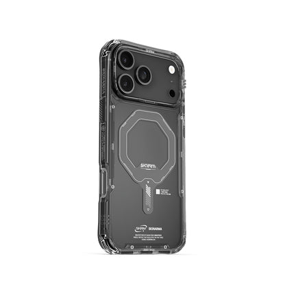 Apple iPhone 17 Pro Max Kılıf M-safe Şarj Özellikli Şeffaf Airbag Tasarımlı Skinarma Saido Mag-Charge Kapak Füme