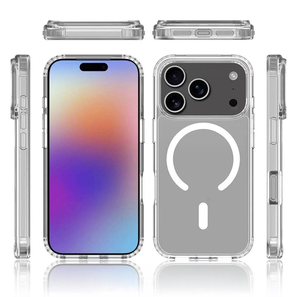 Apple iPhone 17 Pro Max Case M-safe Charging Transparent Hard PC Zore Embos Cover Transparent 