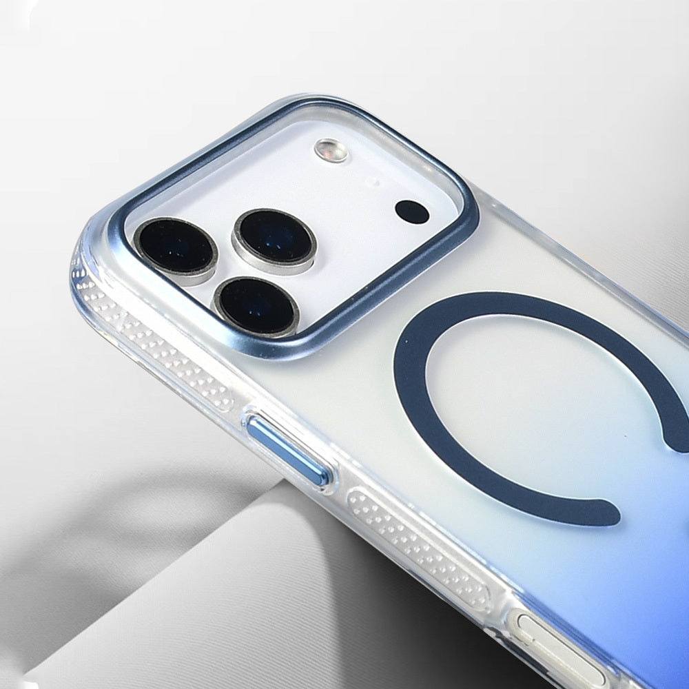 Apple iPhone 17 Pro Max Case M-safe Charging Feature Transparent Color Transition Zore Toros Cover Blue