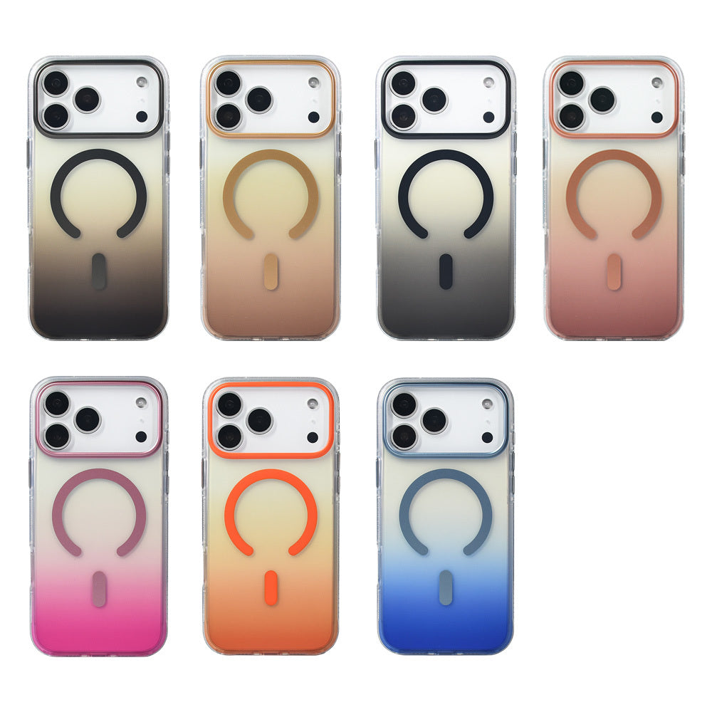 Apple iPhone 17 Pro Max Case M-safe Charging Feature Transparent Color Transition Zore Toros Cover Rose Pink