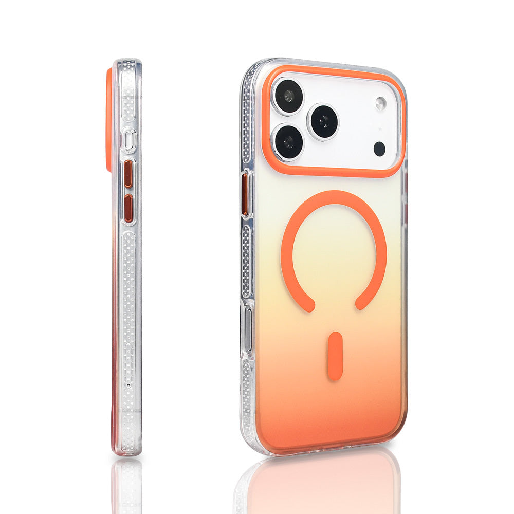 Apple iPhone 17 Pro Max Case M-safe Charging Feature Transparent Color Transition Zore Toros Cover Orange