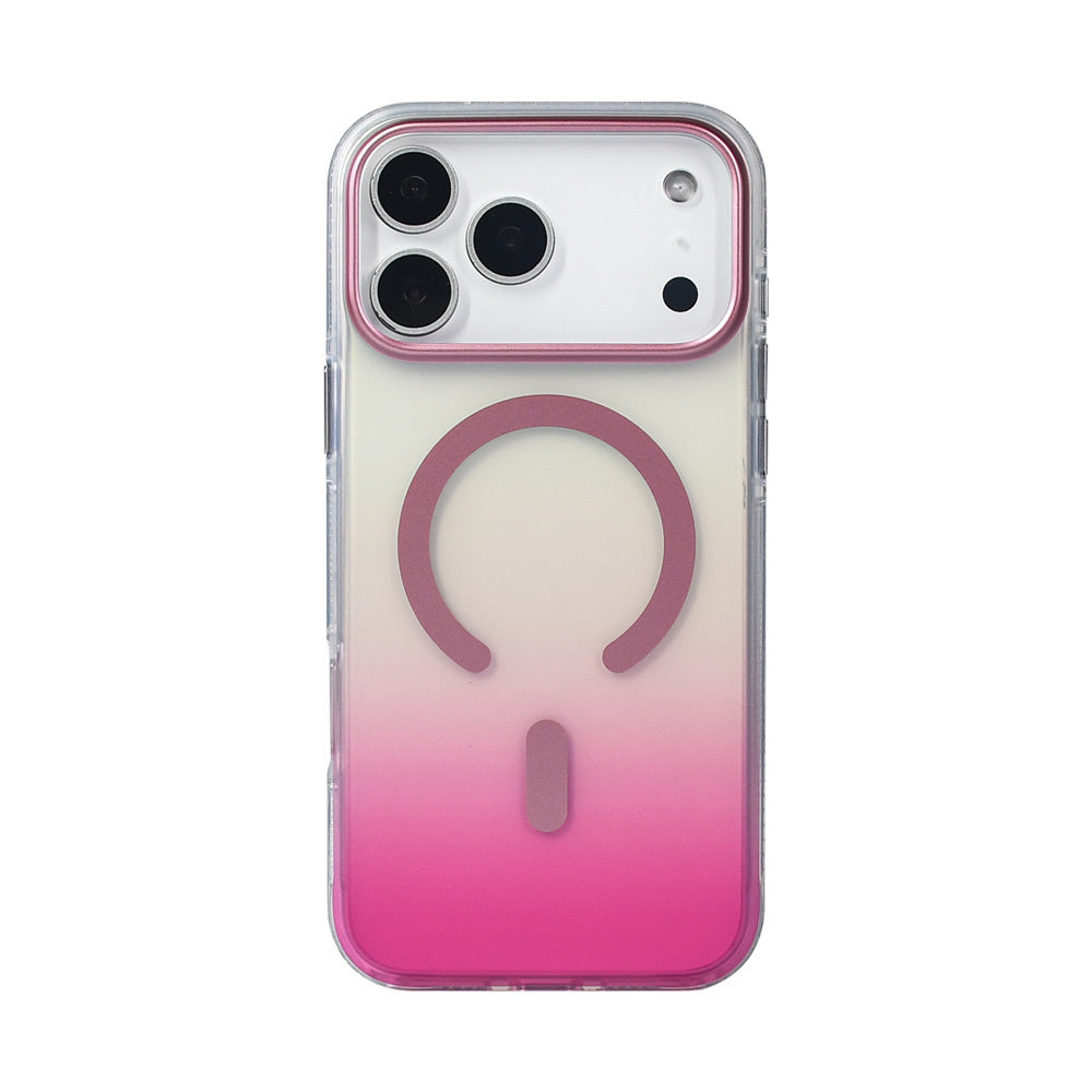 Apple iPhone 17 Pro Max Case M-safe Charging Feature Transparent Color Transition Zore Toros Cover Rose Pink