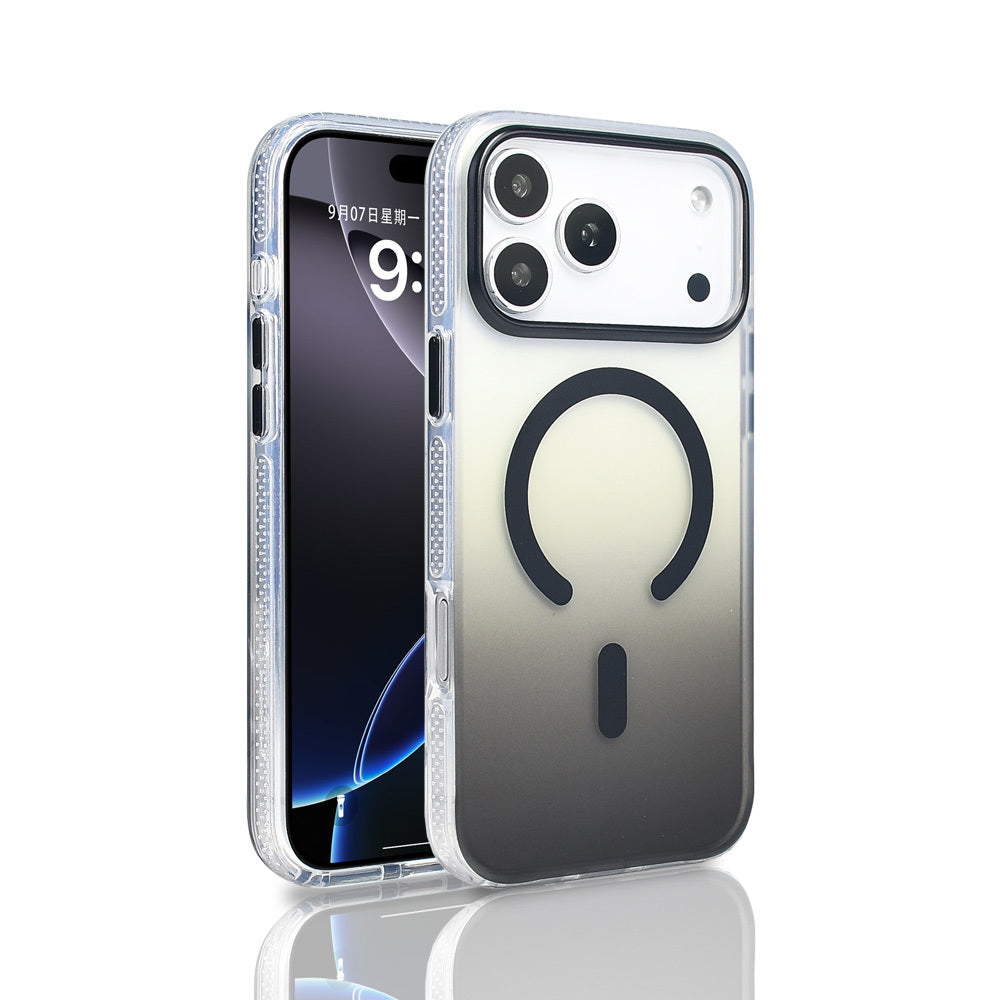 Apple iPhone 17 Pro Max Case M-safe Charging Feature Transparent Color Transition Zore Toros Cover Black